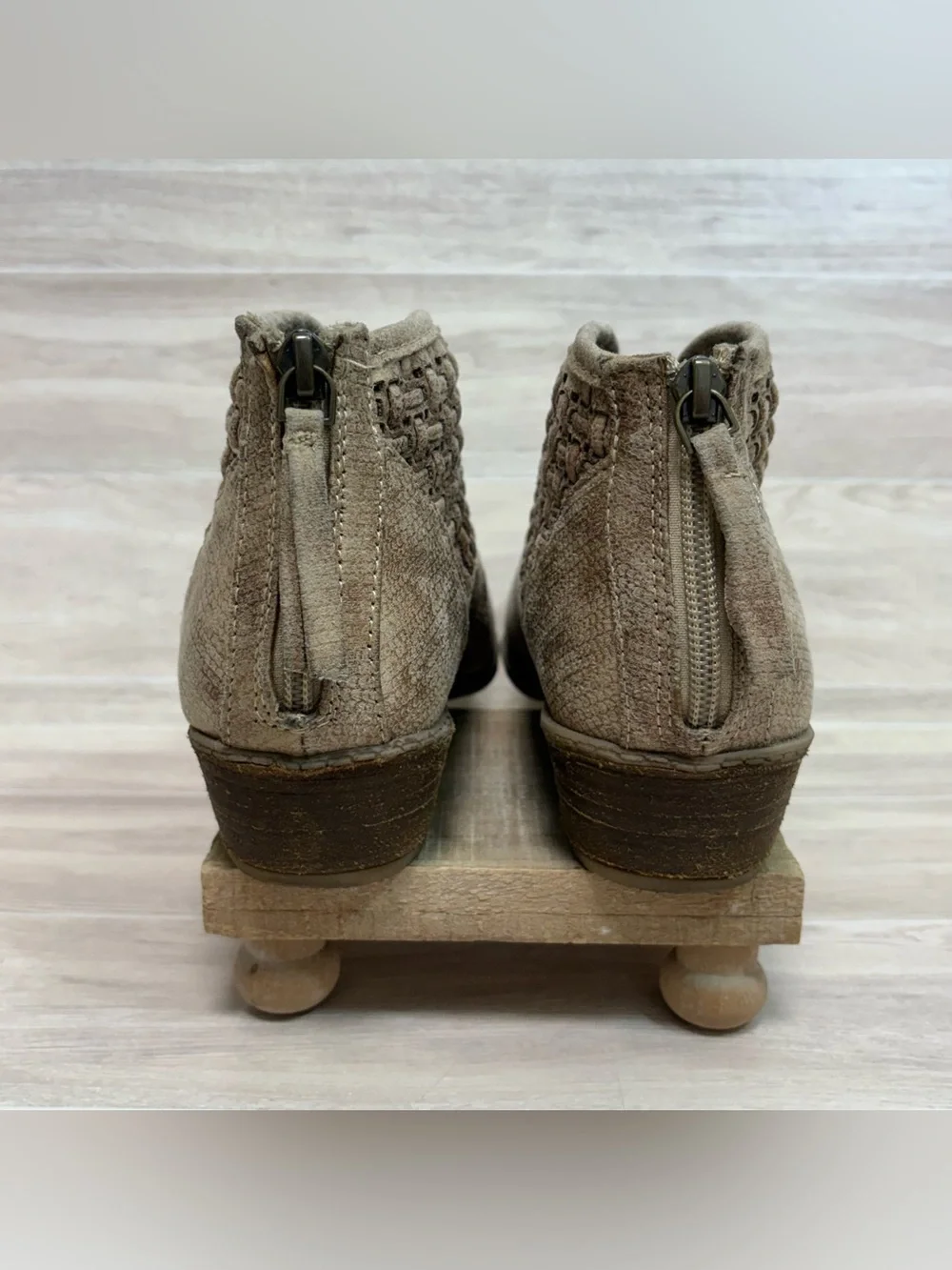 Not Rated Petra Woven Taupe Ankle Booties Size 9